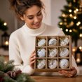 thumbnail image 4 of QISIWOLE 9 Piece Assorted Christmas Bauble Box Set, Yellow & White Special Shape Ornaments, 3.15 x 3.15 in Plastic Baubles, for Christmas Tree and Holiday Decor, 4 of 6