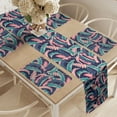 thumbnail image 2 of Ambesonne Tropical Table Runner & Placemats, Hawaiian Banana Leaves, Placemat 4 pcs + Runner 16"x90", Dark Lavender Pale Pink, 2 of 2