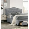 thumbnail image 6 of Transitional Light Gray Full Size Bed Dresser Mirror Nightstand 4pc Bedroom Set Tufted Burlap Fabric Storage Bed, 6 of 6