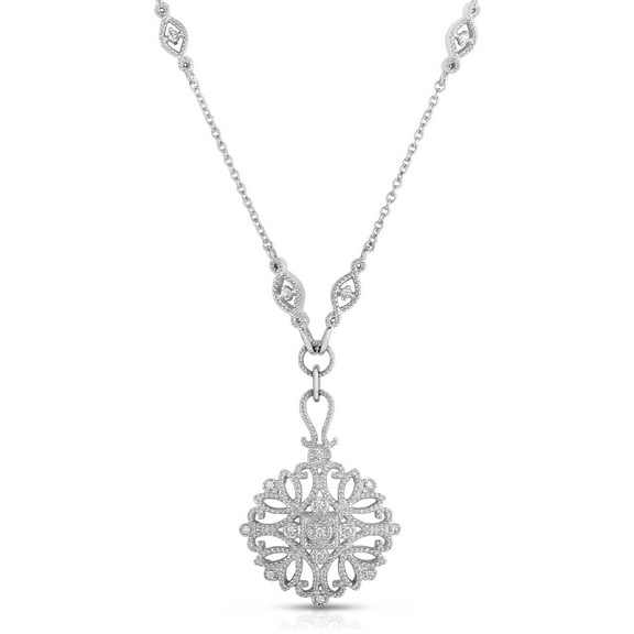 Diamaison 1/10 Cttw Natural White Diamond Vintage Pendant for Adult in Sterling Silver