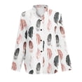 thumbnail image 4 of Blusa informal para mujer, cuello redondo, manga larga, estampado, camisa suelta, tops, botones, cárdigan Pompotops  FGAJ6849, 4 of 5