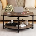 thumbnail image 2 of GloryStar Wood Round Coffee Table, 2-Level Storage Center Table for Living Room or Apartment, 30.5 x 18 Inches, 2 of 8