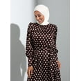 thumbnail image 2 of Brown - Polka Dot - Crew neck - Unlined - Modest Dress - Refka, 2 of 5
