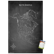 Chalk Map - North America Wall Poster, 22.375" x 34"