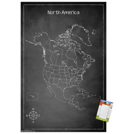 Chalk Map - North America Wall Poster, 22.375" x 34"