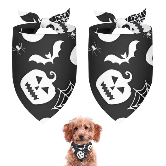 Dog Bandana 2 Pack,Halloween White Ghosts Pumpkins and Spider Webs Bandanas for Dogs,Cat Bandana,Small/ Large Dog Bandana 2 Size,Dog Bandanas Girl Boy