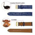 thumbnail image 3 of 22mm Blue Ostrich Watch Band Men Quick Release Replacement Leather Strap Extra Soft Handmade Wristband Stainless Steel Gold Buckle Father's Day Gift for Dad Son Husband, 3 of 7