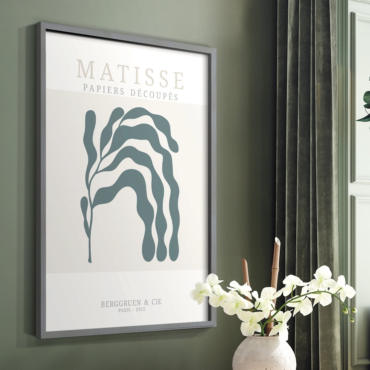Matisse CDXXV in Gray Solid Wood Framed Print No Nail Hanging