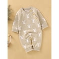 thumbnail image 3 of wsevypo Newborn Baby Bunny Romper Infant Knited Easter Outfits Long Sleeve Jumpsuit for Boys Girls One Piece Overall, 3 of 8