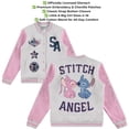 thumbnail image 4 of Disney Lilo,Stitch and Angel Varsity Bomber Jacket - Little and Big Girl Sizes 4-16, Light Grey/Pink, 10-12, 4 of 8