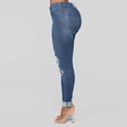 thumbnail image 5 of Bigersell Ripped Distressed Jeans for Women Full Length Pants Jeans Women Fashion Solid Color Denim Pokets Hole Casual Zipper Fringe Jeans Pants Wide Leg Jeans for Ladies, 5 of 9