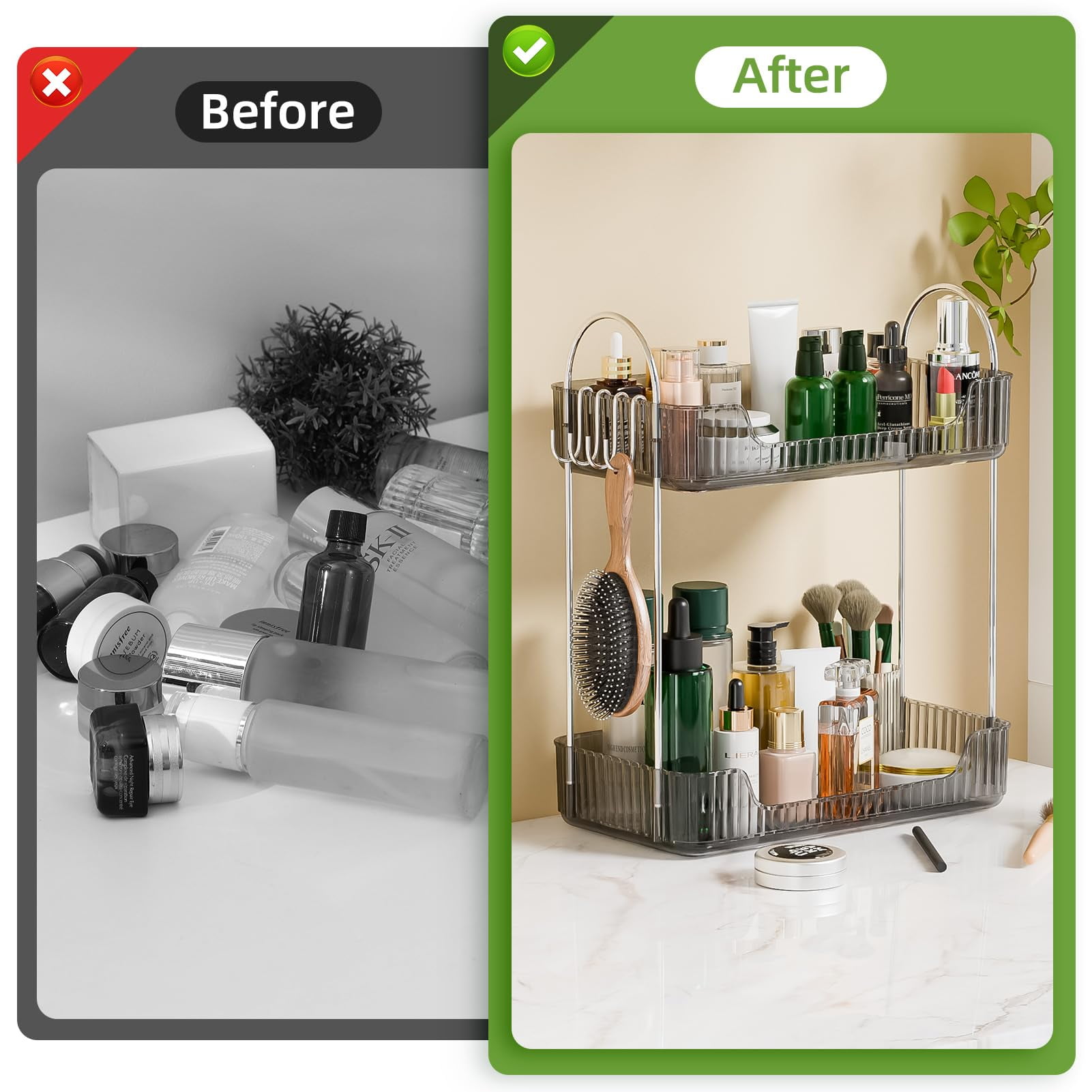 2 Tier Bathroom Counter Organizer，Cosmetic Skincare Organizer