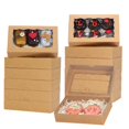 thumbnail image 1 of RomanticBaking 30 paquetes Montaje DIY Cajas de galletas marr&oacute;n de 7 x 4 3/8 x 1&frac12; pulgadas con ventana Cajas de panader&iacute;a para macaron, chocolate, trufa, pastelitos, 1 of 8