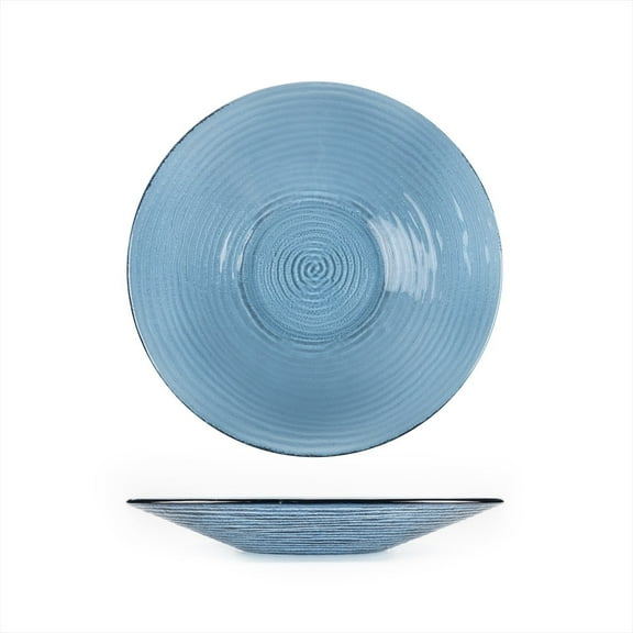 Glass Dinnerware dia.13.75" h:2" 58 oz. Round Transparent Blue Glass Bowl