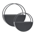 thumbnail image 2 of S/2 METAL 9/12" ROUND WALL PLANTERS, BLACK 06858, 2 of 9