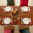 thumbnail image 4 of Christmas Placemats Set of 4, 12 x 18 Inch, Printed Xmas Poinsettia Bell Satin Table Mats, Seasonal Red Flower Winter Holiday Table Decorations for Kitchen, Dining, Party Decor, 4 of 6