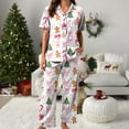 thumbnail image 5 of UngA Christmas Pajamas for Women Silk Satin Button Down Christmas Tree Pajamas Classic Soft Christmas Pajamas for Women,Size L, 5 of 5