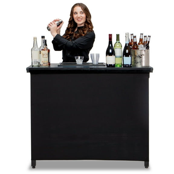 GoBar PRO Commercial Grade Portable Bar Table - Mobile Bartender Station for Events - Includes Black Skirt and Carry Case