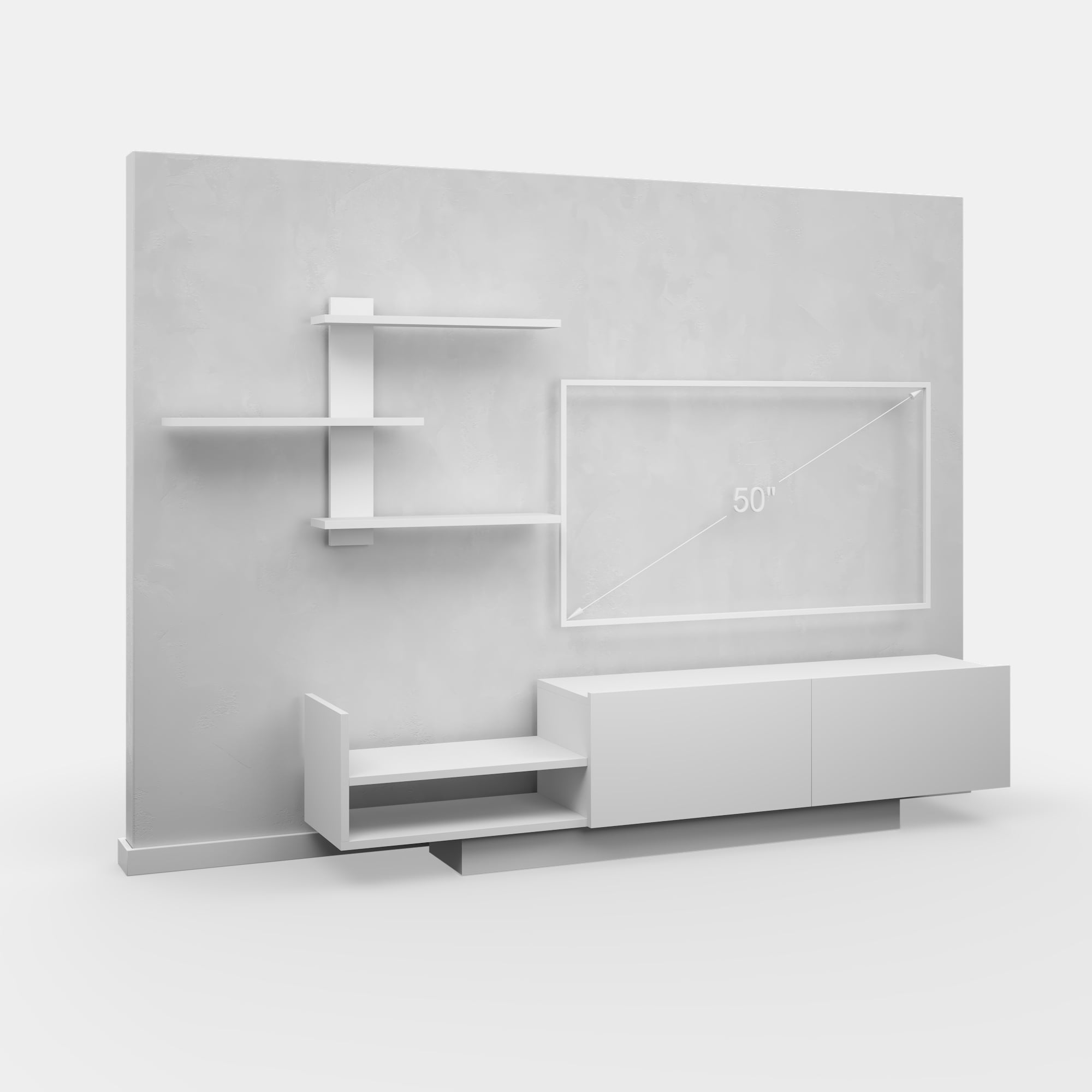 Ada Home Décor 4 Tier Rutter TV Stand with Doors for TVs up to 53", White