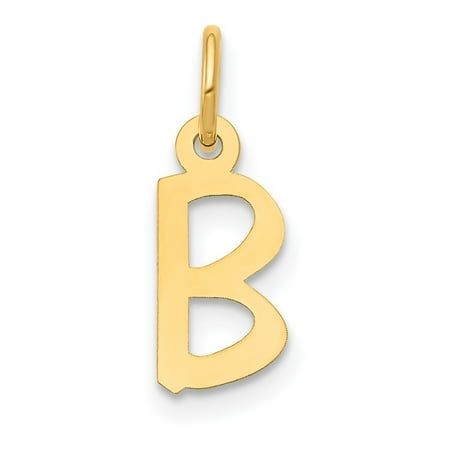 Diamond2Deal 14k Yellow Gold Small Slanted Block Letter B Initial Pendant for Women(L- 12.83 mm, W- 5.72 mm)