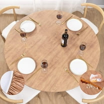 Round Fitted Vinyl Tablecloth with Elastic Edged & Flannel Backing, Waterproof Wipeable Round Table Cover for Indoor Outdoor Patio Use - Fits Tables up to 40" - 44" Diameter(Wood)