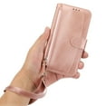 thumbnail image 3 of SaniMore for iPhone 13 Pro 6.1" Magnetic Flip Wallet Case with Card Slot & Kickstand, Premium PU Leather Case with Wrist Strap Shockproof Protective Case for Women Men, Rosegold, 3 of 8
