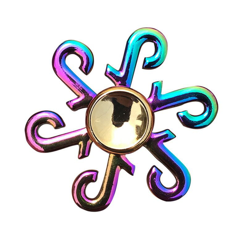 Multicoloured Steering Wheel Rainbow Electroplating Alloy Stress Reducer High Speed Stainless Steel Bearing Finger Tri-Spinner Relief Toys for Focus 3-5 Mins Fidget Spinner EDC Hand Fidget Toy