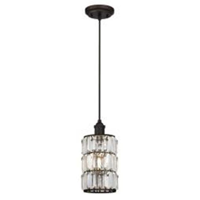 1 Light Mini Pendant Oil Rubbed Bronze Finish with Crystal Prism Glass