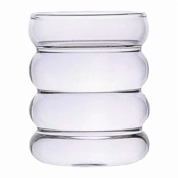 deevoka 2X Ribbed Glass Cup 350ml Rippled Glasses for Mixed Drinks Juice Water