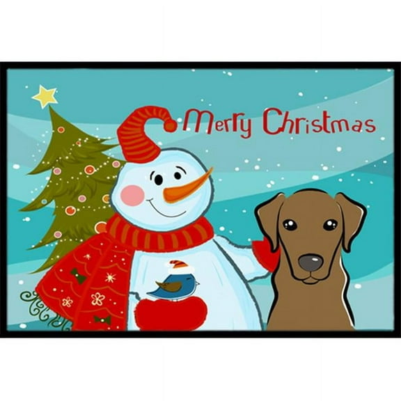 Caroline's Treasures BB1854JMAT Snowman with Chocolate Labrador Door Mat, Indoor Rug or Outdoor Welcome Mat 24x36