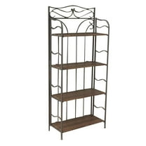 Pemberly Row 4 Tier 24" Bakers Rack in Antique Brown