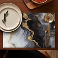 thumbnail image 5 of Black White Gold Marble Pattern Summer Placemats Table Placemats Set Of 4-Linen Kitchen Washable Placemats Table Mats 11.8"x17.7" Non-Slip Heat Resistant, 5 of 6