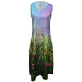 thumbnail image 4 of Wycnly Formal Dresses for Women Fashion Loose Pocket Ruffle Layer Swing Tunic Tank Long Dresses V-Neck Sleeveless Floral Print 2025 Summer Maxi Dress Purple XL, 4 of 5
