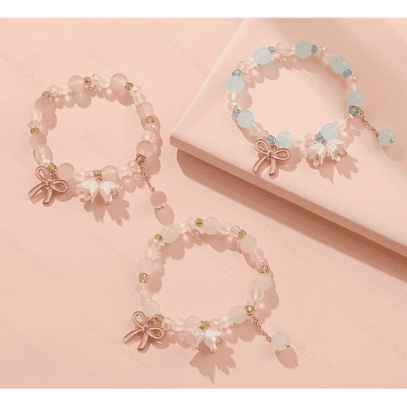 3 Pcs Colorful Flower Bow Beaded Bracelets: Fashion Jewelry Gift Ideal for Adults and Teens for Summer Beach