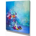 thumbnail image 2 of Little Flowers on Blue Background - Large Floral Canvas Artwork, 2 of 4