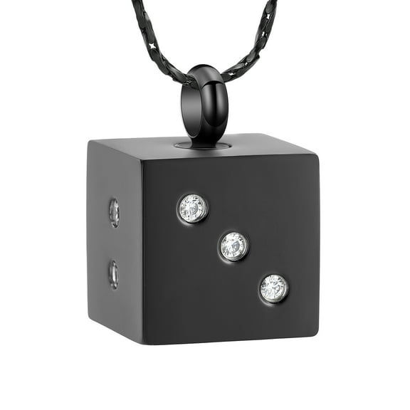 Dice Cremation Jewelry Inlay Zircon Urn Necklace for Ashes Memorial Urn Pendant for Loved Ones Keepsake Ashes Necklace