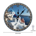 thumbnail image 2 of Blue White Greek Buildings Wall Clock 10 Inch Silent Non Ticking Round Wooden Clock Decoration for Living Room Kitchen Bedroom Bathroom Office Classroom, 2 of 8