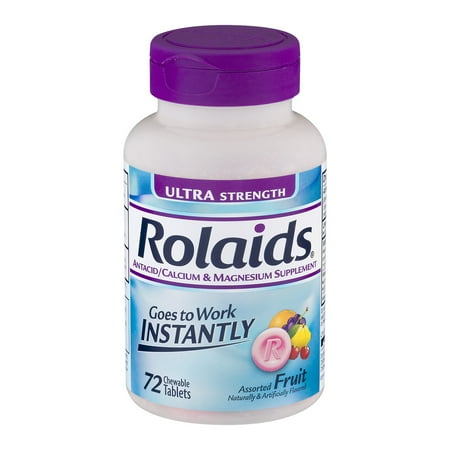 Rolaids Ultra Strength Antacid Assorted Fruit Chewable Tablets, 72ct
