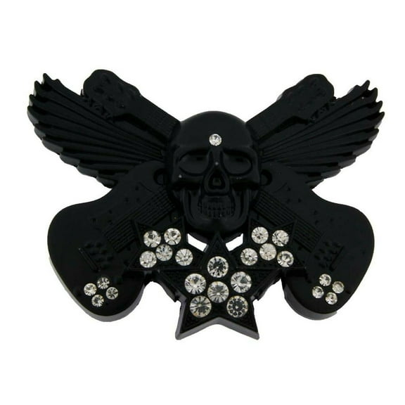 Skull Belt Buckle Music Crossed Guitars Black Panther Style Halloween Costume Party New