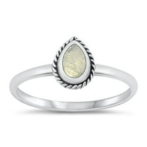 CHOOSE YOUR COLOR Moonstone Teardrop Ring .925 Sterling Silver Band White CZ Female Size 7