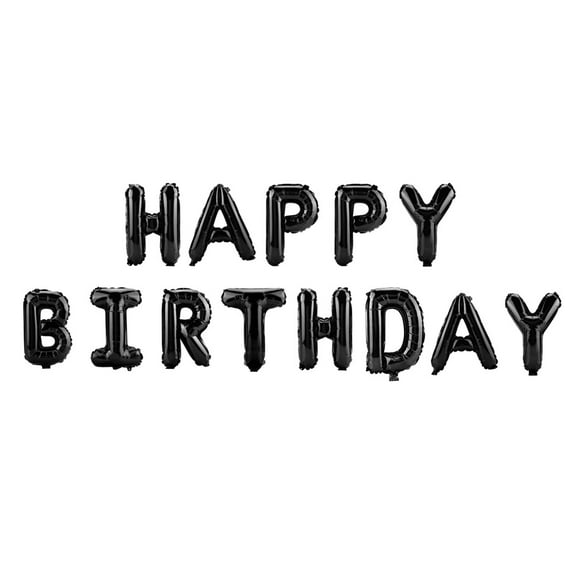 10pcs 16" Happy Birthday Letter Aluminum Foil Balloons Party Wedding Decor (Black)
