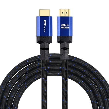 4K HDMI Cable 8 ft [5-Pack] - Blue - Braided Nylon Cord & 24K Gold Plated Connectors