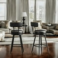 thumbnail image 6 of LEDREM 2-Pack Swivel Bar Stools - Award-Winning Design, 360° Rotation, 3.1" Cushion, Leveling Feet, Mid-Century Modern, Ink Black, 6 of 6