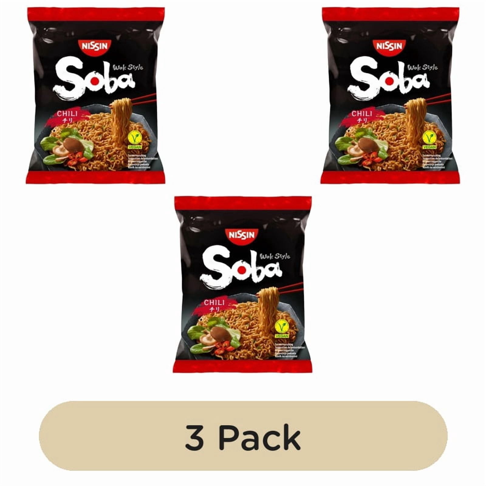 Nissin Soba Chili Instant Wok Style Noodles 111g, British Import (Pack of 3)
