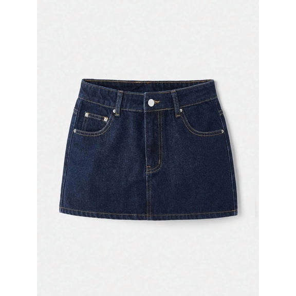 Women Mini Skirt, High Waist Button Front Short Skirt with Pockets, Casual Outfit for Daily and Concert