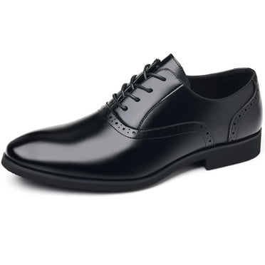 DADAWEN Men's Leather Dress Shoes Formal Business Shoes Classic Lace-up Black Oxfords for 7US