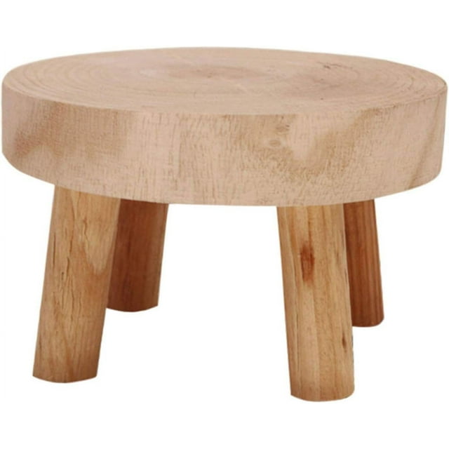 HUGFEGWE Wood Potted Plant Stand,Solid Wood Mini Stool Plant Display Stand,Vintage Round Rack Modern Decorative Flower Pot Planter Holders for Home Balcony Garden CJB91-101937