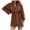 Brown, variant on Satin Covered Nights Romper Dress for Women Long Sleeve Button Down Collared Empire Waist Shirt Dress