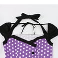 thumbnail image 6 of QUYUON Women Vintage Cocktail Halter Dress Polka Dot Print Retro Cocktail Party Swing Dress Button Front Tie Knot Back Tea Dress Wedding Guest A-Line Prom Dress Style D-6441 Purple S, 6 of 6