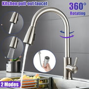 SINGES Single Handle Kitchen Sink Faucet with Pull Out Sprayer,Durable Stainless Steel Kitchen 360° Faucet with 2 Modes+2pcs 60CM Hose